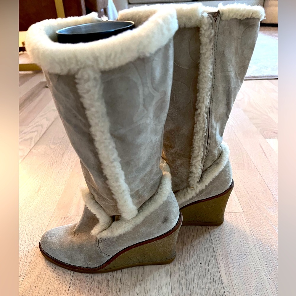 Tan signature Coach wedge boots - Picture 3 of 3